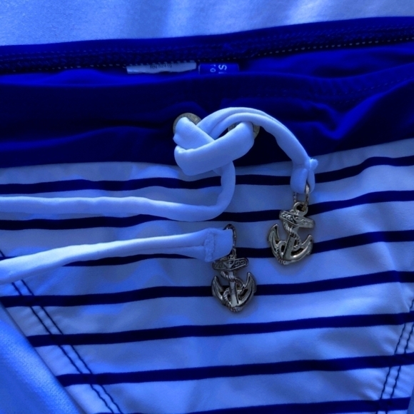 Sperry Nautical Bikini, White & Navy Stripes, Size M - Picture 4 of 4